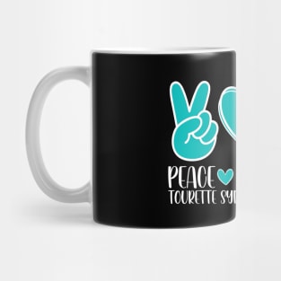 Tourette Syndrome Awareness Peace Love Cure Mug